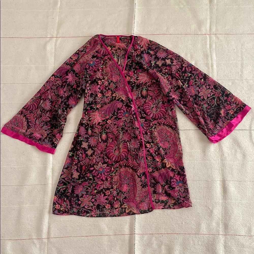 Josie Floral Kimono with Pink Accents